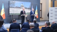 Tisková konference po jednání předsedy vlády Sobotky s premiérem Moldavské republiky Pavlem Filipem, 9. května 2017.