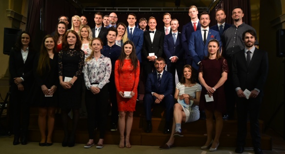 Předseda vlády Andrej Babiš se setkal s medailisty a sportovci ze zimních olympijských her, 23. dubna 2018.