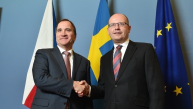 Předseda vlády Bohuslav Sobotka jednal s předsedou vlády Švédského království Stefanem Löfvenem, 3. listopadu 2016.