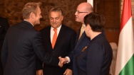Jednání předsedů vlád zemí V4 se stálým předsedou Evropské rady Donaldem Tuskem, 13. října 2017.