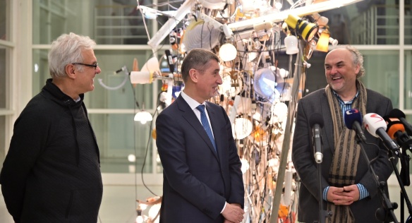Předseda vlády Andrej Babiš navštívil Veletržní palác Národní galerie, 12. března 2018.