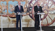 Tisková konference po jednání vlády na zámku Lednice, 4. září 2017.