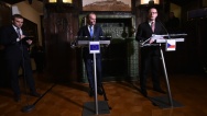Tisková konference po jednání předsedy vlády Bohuslav Sobotka s předsedou Evropské rady Donaldem Tuskem, 16. února 2016.