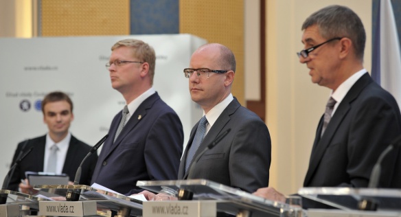Tisková konference po jednání vlády 22. září 2014.