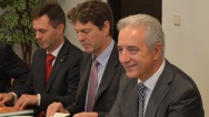 Premiér Sobotka se setkal s ministerským předsedou Svobodného státu Sasko Tillichem, 1. října 2014.