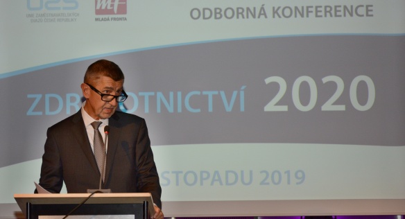 Andrej Babiš na konferenci Zdravotnictví 2020, 7. listopadu 2019.
