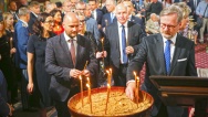 Premiér Petr Fiala se u chrámu sv. Cyrila a Metoděje poklonil památce padlých československých parašutistů, 18. června 2022.
