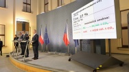 Na tiskové konferenci představil premiér Babiš s vicepremiérem Havlíčkem a ministrem Brabcem plány na boj se změnou klimatu, 29. listopadu 2019.