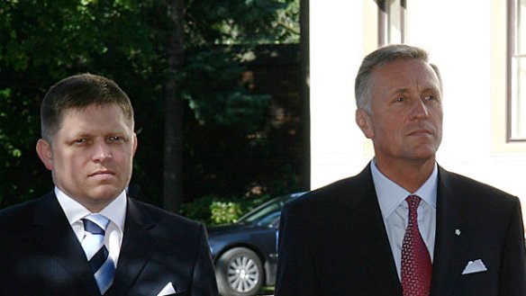 Zleva: slovenský premiér Robert Fico a český předseda vlády Mirek Topolánek