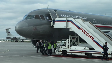 Letadlo Airbus A-319 CJ těsně po příletu do Moskvy