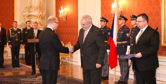 Prezident Miloš Zeman jmenoval v pátek 17. ledna 2014 do funkce premiéra Bohuslava Sobotku, foto: archiv KPR, Stanislav Novotný.