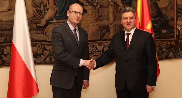 Premiér Bohuslav Sobotka povečeřel ve čtvrtek 27. února 2014 s makedonským prezidentem.