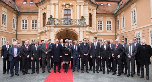 Premiér Sobotka zahájil 16. února 2016 historicky první společné zasedání tripartit zemí Visegrádské skupiny. Foto: M. Novotný.