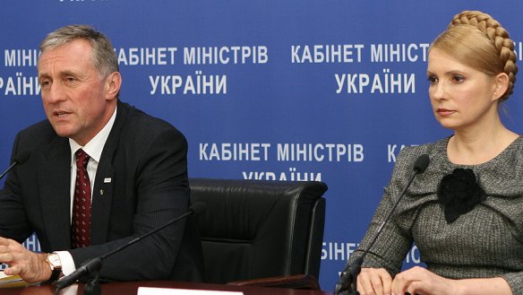 Premiér Mirek Topolánek s ukrajinskou premiérkou Julií Tymošenko
