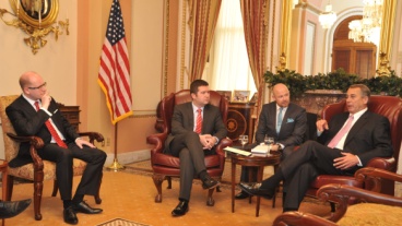 Premiéra Sobotka a předseda Sněmovny Hamáček s předsedou Sněmovny reprezentantů Johnem Boehnerem.