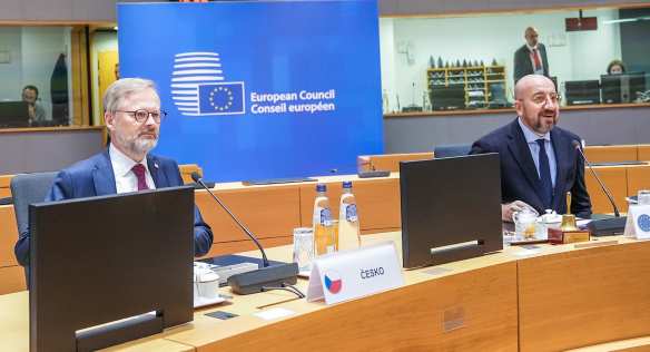 Předseda vlády Petr Fiala na jednání Evropské rady, 20. října 2022.