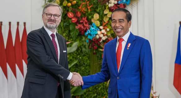 Prime Minister Petr Fiala and Indonesian President Joko Widodo at the Presidential Palace, 18 April 2023.