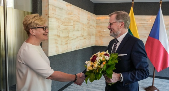 Předseda vlády Petr Fiala se v Brně setkal s litevskou premiérkou Ingridou Šimonytė, 30. května 2023.