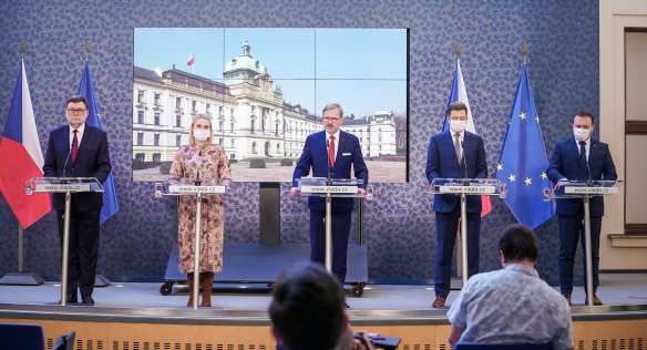 Tisková konference po jednání vlády, 9. března 2022.