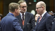 Předseda vlády Bohuslav Sobotka před jednáním Evropské rady, 18 února 2016. Zdroj: Evropská rada.
