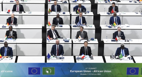 V Bruselu se uskutečnilo jednání lídrů zemí Evropské a Africké unie, 17. února 2022.