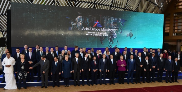 Na summitu Evropa–Asie řešili politici klimatické změny a ekonomická témata, Brusel 19. října 2018.