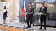 Tisková konference po jednání vlády za účasti premiéra A. Babiše a 1. místopředsedy a ministra vnitra J. Hamáčka 