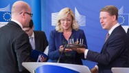 Premiér Bohuslav Sobotka uzavřel 11. června 2015 v Bruselu proces úspěšného schválení všech českých operačních programů. Zdroj: European council.