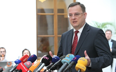 Tisková konference premiéra Petra Nečase v poslanecké sněmovně