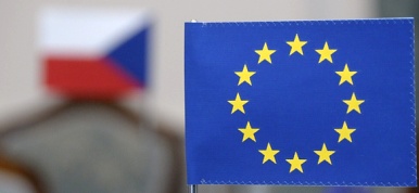 Vlajka České republiky a Evropské unie