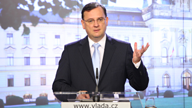 Premiér Petr Nečas po jednání vlády, 21. září 2011